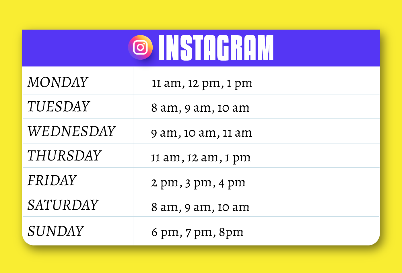 instagram timing